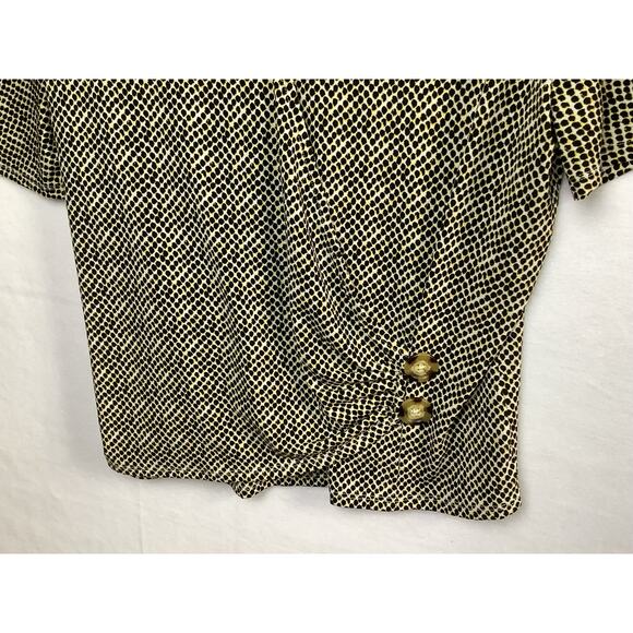 Worthington Womens Blouse Size L Snake Print Short Sleeve Crossover Stretch - Picture 5 of 12